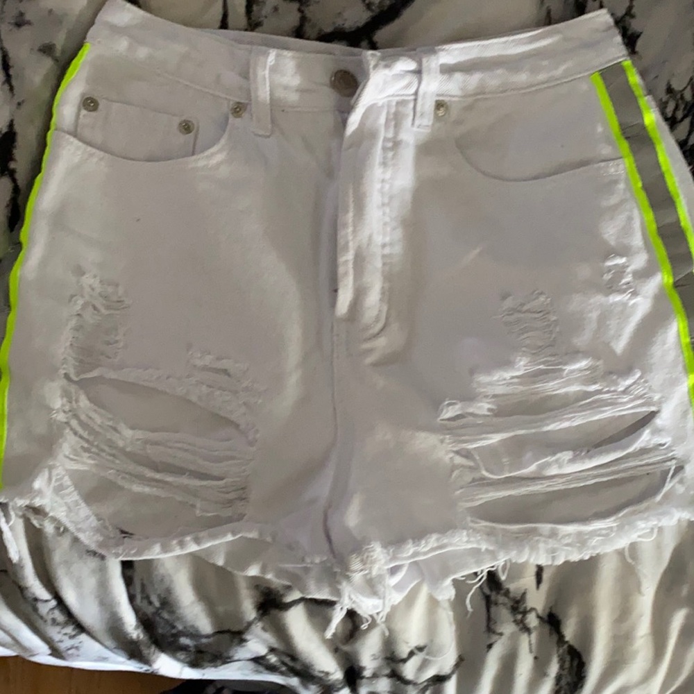 white shorts with detail on the side